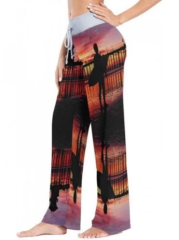 Bottoms Womens Pajama Pants Surfer Sunset Drawstring Sleepwear Pants Lounge Yoga Pants Wide Leg Pants for All Seasons Black -...