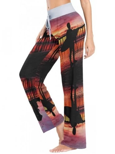 Bottoms Womens Pajama Pants Surfer Sunset Drawstring Sleepwear Pants Lounge Yoga Pants Wide Leg Pants for All Seasons Black -...