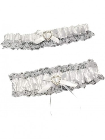 Garters & Garter Belts Beaded Wedding Garters for Bride Stretch Prom Garter with Toss Away - White - C718IH2SIXG $26.94