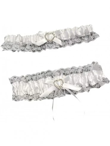 Garters & Garter Belts Beaded Wedding Garters for Bride Stretch Prom Garter with Toss Away - White - C718IH2SIXG $23.45