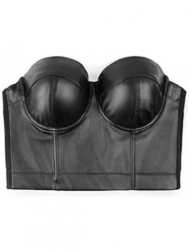 Bustiers & Corsets Women's Straps PU Leather Bustier Crop Top Push Up Corset Top Bra for Club Party Sports Sport Bra Sexy Pun...