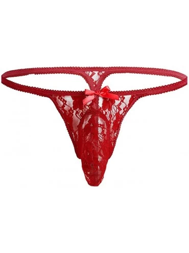 Baby Dolls & Chemises Open Back Mens Underpants Low Rise Briefs G-String Thong Underwear - D Red - C0195ZZNKAN $8.56
