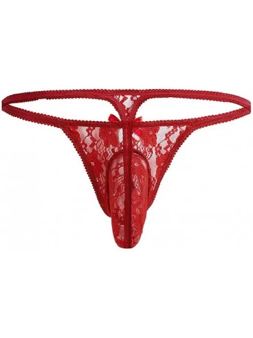 Baby Dolls & Chemises Open Back Mens Underpants Low Rise Briefs G-String Thong Underwear - D Red - C0195ZZNKAN $8.56