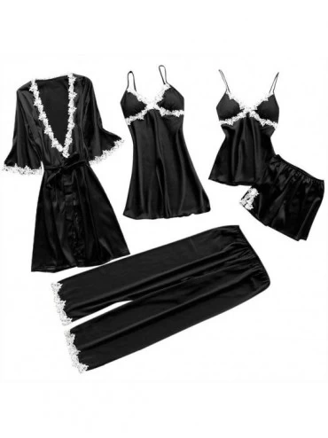 Baby Dolls & Chemises Women Sexy Lace Lingerie Nightwear Underwear Babydoll Sleepwear Dress 5PC Suit - Black - CY199UU4S66 $4...