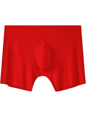 G-Strings & Thongs Men's Underwear- Silver Soft Ice Silk Breathable Underwear - Red - CM1952AUD2L $19.74
