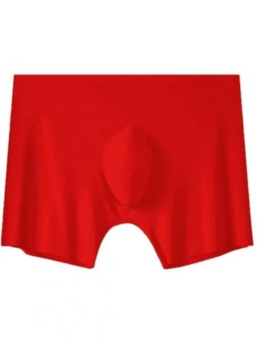 G-Strings & Thongs Men's Underwear- Silver Soft Ice Silk Breathable Underwear - Red - CM1952AUD2L $11.21
