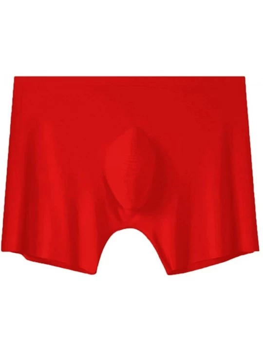 G-Strings & Thongs Men's Underwear- Silver Soft Ice Silk Breathable Underwear - Red - CM1952AUD2L $11.21