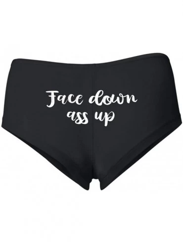 Panties Cum in Me Daddy Sexy Naughty Slutty Women's Cotton Spandex Booty Shorts - Black-face Down - CF1988E5EHC $31.91