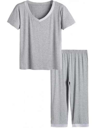 Sets Women's Sleepwear Tops with Capri Pants Pajama Sets - Light Gray - CO19CMGSDXC $51.56