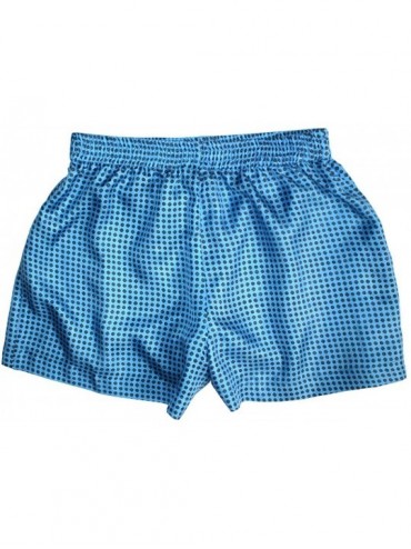 Bottoms Serene Blue Foulard Print 100% Mulberry Silk Sleep Shorts for Women - Pajama Shorts- Silk Boxers - C619DT43OAU $81.11