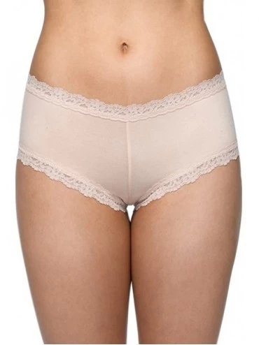 Panties Organic Cotton Boyshort with Lace 891281P - Chai - C711UOGSJFP $40.50