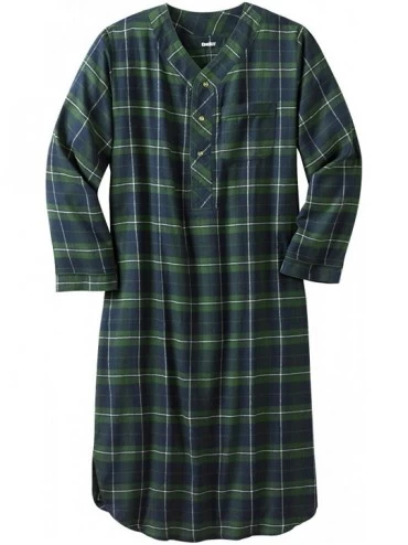 Sleep Sets Men's Big & Tall Plaid Flannel Nightshirt Pajamas - Balsam Plaid (5406) - C6126SLJ7XH $62.97