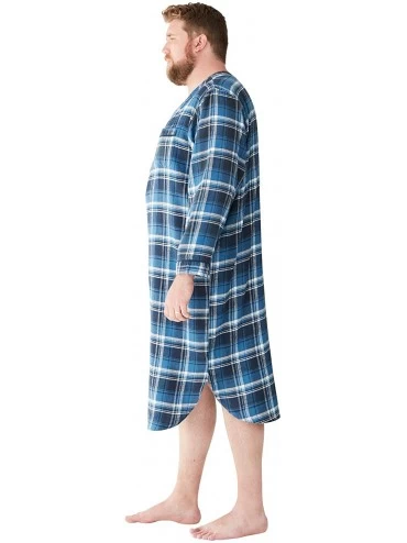 Sleep Sets Men's Big & Tall Plaid Flannel Nightshirt Pajamas - Balsam Plaid (5406) - C6126SLJ7XH $34.89