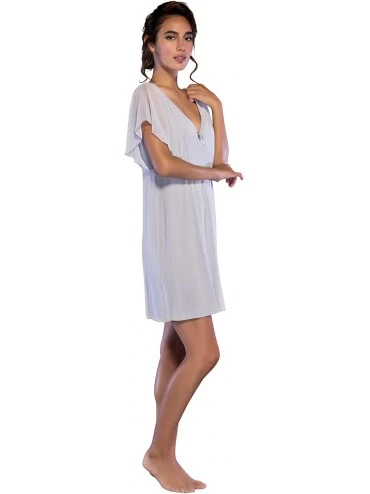 Sets Women's Sleepwear Lightweight Super Soft Bamboo Short Lace Trim Pajama Set - Made in Turkey - V-neck | Grey - CP18ICOYWZ...