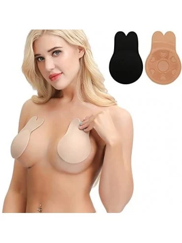 Accessories Nippleless Covers Rabbit Ear Ultra Thin Backless Push Up Breast Pasties Petals for Women Girls - Black - CG198XW3...