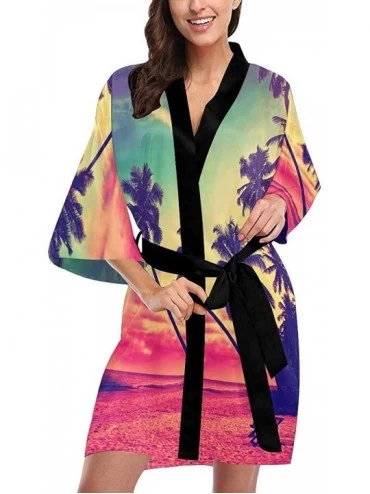 Robes Custom Tropical Beach Palm Tree Women Kimono Robes Beach Cover Up for Parties Wedding (XS-2XL) - Multi 1 - CL194UHZ7W8 ...