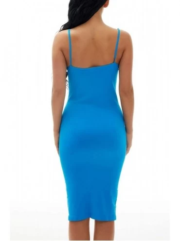 Nightgowns & Sleepshirts Women Nightgowns Spaghetti Strap Solid Sleepwear Basic Nighties Sleeveless Full Slip Dress - Tb-blue...