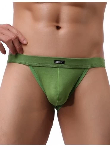 Bikinis Men's High-Leg Opening Briefs Modal Pouch Bikini Underwear Sexy Low Rise Bulge Underpanties - 5 Pack - C012OCFAHOS $1...