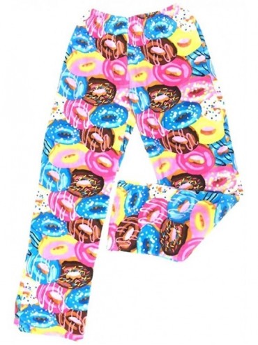 Bottoms Girl's and Boy's Fuzzy Plush Fleece Pajama Pants Sizes 5/6 to Junior Small - Donuts - C818A6HC34N $45.53