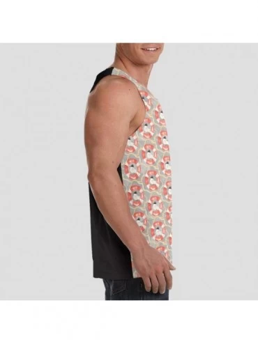 Undershirts Men's Sleeveless Undershirt Summer Sweat Shirt Beachwear - Nautical Sea Bird - Black - CI19CK3W8GQ $14.45