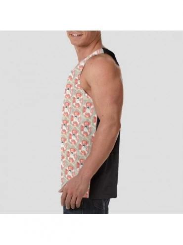 Undershirts Men's Sleeveless Undershirt Summer Sweat Shirt Beachwear - Nautical Sea Bird - Black - CI19CK3W8GQ $14.45