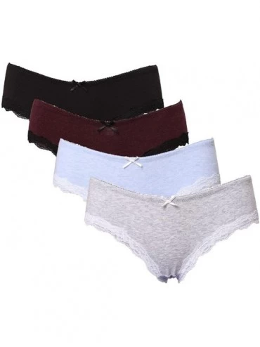 Panties Womens Cotton Underwear Hipster Panties Lace Trim Briefs Pack of 4 - Lace Hispter-assorted Color - CV12N2PIL3Y $34.42