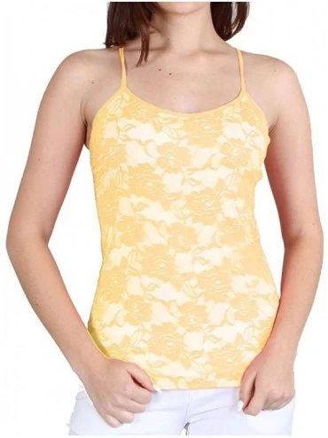 Camisoles & Tanks Women's Adjustable Camisole Seamless Lace Tank Top Stretch Nylon - One Size Fits Most - Parent - Yellow - C...