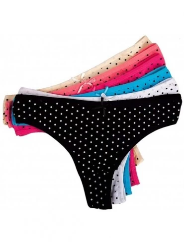 Panties 5 Pcs/Set Sexy Thong for Women Girls Cotton G Strings Panties Lip Print Dot Underwear - B Mixed Color-5 Pcs Xl - C518...