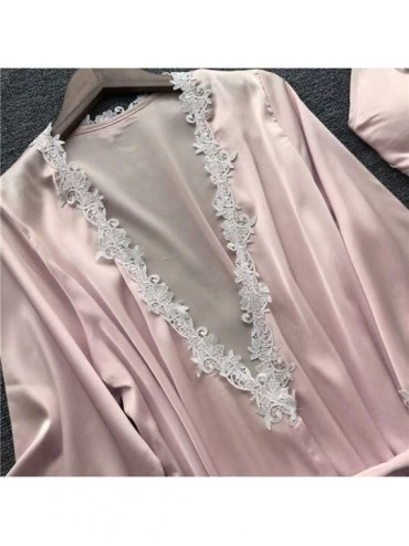 Garters & Garter Belts Women Lingerie Sexy Lace Nightwear Underwear Babydoll Sleepwear Dress 5 Piece Set Suit - Pink - CS193E...