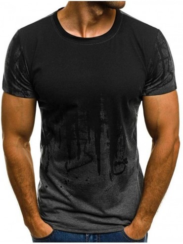 Undershirts Men Plus Size Metallic Shiny T Shirt-Wet Look Long Sleeve Top Slim Fit V Neck Blouse - Gray-2 - CZ19D8DAI4S $29.51