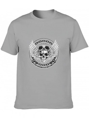 Undershirts Pilot Skull Cotton T Shirt Men Novelty Essentials Shirt Scary Skull - Gray - CI19DS8E3GQ $46.66