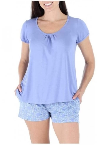 Sets Women's Sleepwear Short Sleeve Top and Shorts Pajama Set - Bird Trellis - Purple Top - CF18IGKRTXQ $15.16
