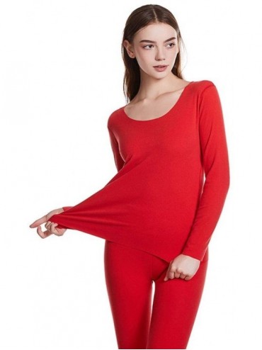 Thermal Underwear Without A Trace Thermal Underwear Long Johns Set for Women- Ultra Soft Top & Bottom Base Layer Clothes-Red-...