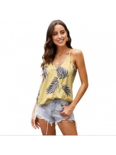 Camisoles & Tanks Sling Bottoming Vest- Women wear Loose Camisole Tops Inside and Outside-Yellow-S - Yellow - CX19E4R7O7G $20.43