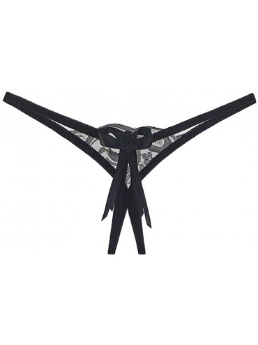Accessories 2216 Women's Bow Panties Thong Bragas Sexy Panties Thong Lace Word Pants Ladies Briefs Underwear - Black - CT18OX...