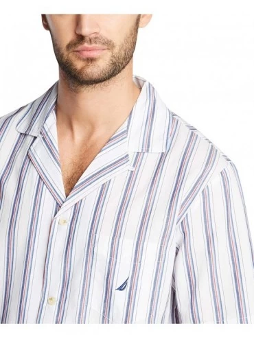Sleep Sets Men's Short Sleeve 100% Cotton Soft Woven Button Down Pajama Top - Bright White - CC18IOWLWA6 $30.60