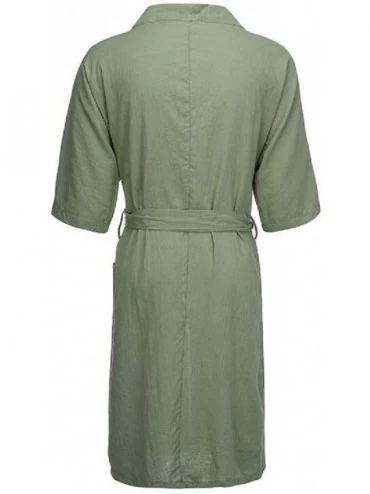 Robes Men's Cotton Linen Leisure Ankle-Length Solid Color Plus-Size Hotel Soft Lounge Robes - 1 - CI19CAGRRH9 $24.75