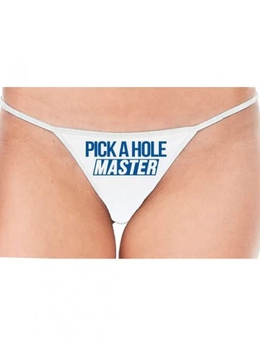 Panties Pick A Hole Master Mouth Ass Pussy Slut White String Thong - Royal Blue - C31963SUWWM $29.03