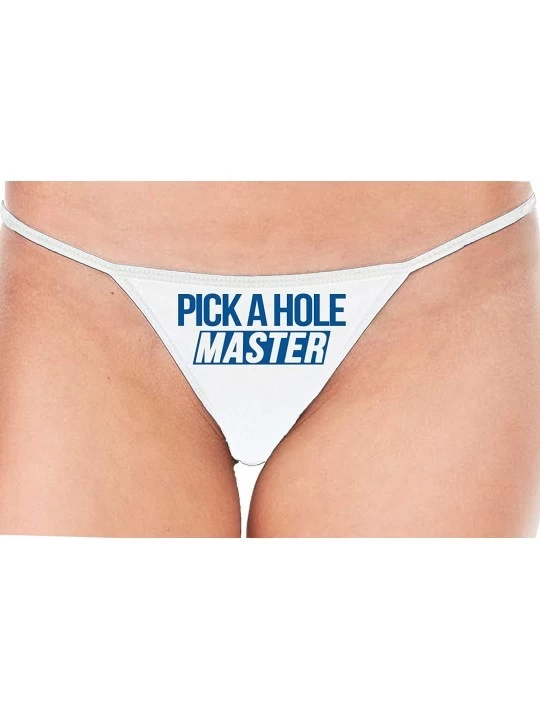 Panties Pick A Hole Master Mouth Ass Pussy Slut White String Thong - Royal Blue - C31963SUWWM $11.46