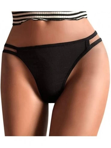 Tops Womens Clothing Bikini Panty Thongs Stretch Seam String Sexy Mid Waist Briefs Knicker Underwear G Strings B black - C118...