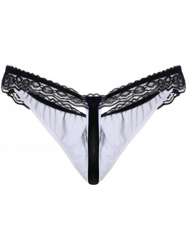 G-Strings & Thongs Mens Lingerie Lace Sissy Pouch Panties Underwear Crossdress Bikini Briefs Thongs G String T Back - Black -...