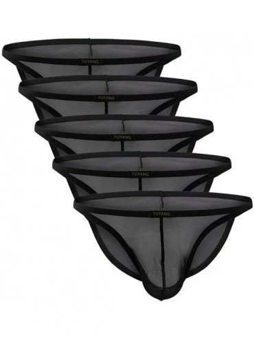 Briefs Men's Sexy Briefs Low Rise Underwear 5 Pack - 5 Pack Black - CF18QZRUKD7 $18.85