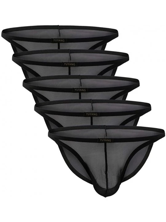 Briefs Men's Sexy Briefs Low Rise Underwear 5 Pack - 5 Pack Black - CF18QZRUKD7 $18.85