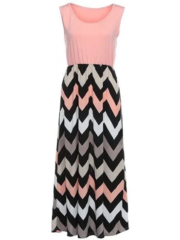 Bottoms Womens Beach Summer Plus Size Striped Long Boho Dress Lady Sundrss Maxi Dress - Orange - C518QYUC09H $15.64
