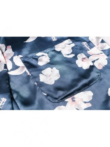 Robes Women's Long Kimono Robe Lightweight Silk Bathrobe Nightgown with Pockets - Floral Lily - CU18GOKRE3X $22.18