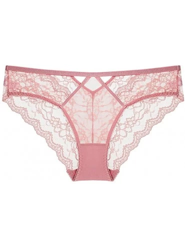 Bras Sheer Lace Hollow Bra Set Sexy Underwire Unlined Brassiere Knickers - Pink - CP196TARE43 $20.21