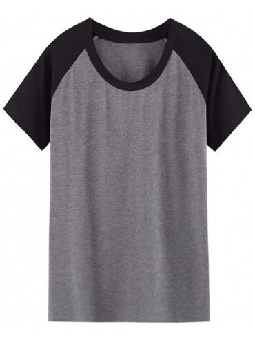 Tops Women's Modal Short Sleeve Top Pajama T-Shirts Casual Loungewear - Black and Dark Gray - CR1983U43IY $31.11