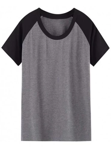 Tops Women's Modal Short Sleeve Top Pajama T-Shirts Casual Loungewear - Black and Dark Gray - CR1983U43IY $48.88