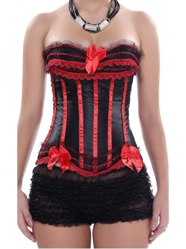Bustiers & Corsets Women's Sexy Bow Lace Corset Bustier Bodyshaper Top Bodice S-6XL - Red - CT12N1IYQQA $46.85