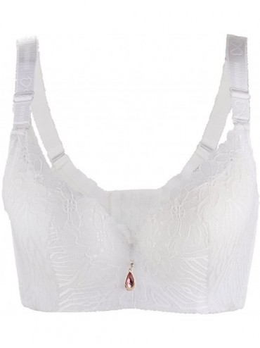 Bras Women Plus Size Lace Floral Underwire Full Figure Minimizer Bra - White - CW1857U0OH5 $26.80
